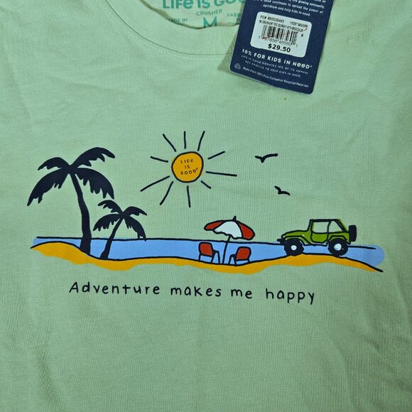 Life is Good Adventure Makes Me Happy Green T-shirt Men's Size Medium ATV Jeep - Picture 3 of 7
